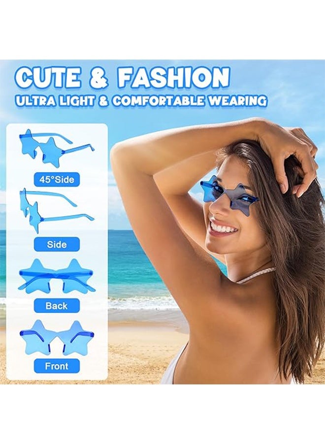 Ba Love 8 Pcs Star Shaped Rimless Sunglasses Frameless Star Sunglasses Transparent Candy Colour Glasses Tinted Eyewear Bachelorette Party Favours Photo Booth Props - Image 4